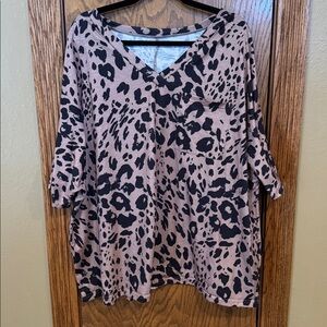 Leopard Print V-Neck Top oversized